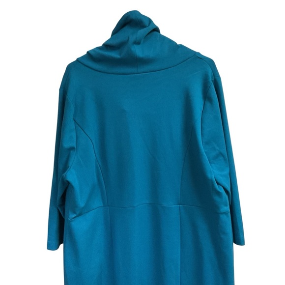 Lane Bryant Women's Size 18/20W Sheath Dress Cowl Neck Turquoise 3/4 Sleeves NWT - Picture 6 of 6